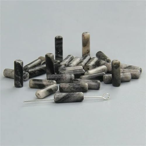 x 13,0 mm, runder Zylinder aus Naturstein, Achat, Abstandsperlen für DIY-Schmuckherstellung, Armbänder, Halsketten, Ohrstecker, Charm-Zubehör – 10. Graue Karte – 4 x 13,0 mm (ca. 28 Stück) von TBSKUY