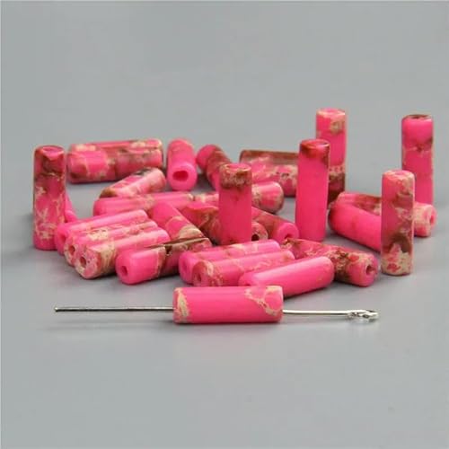 x 13,0 mm, runder Zylinder aus Naturstein, Achat, Abstandsperlen für DIY-Schmuckherstellung, Armband, Halskette, Ohrstecker, Charm-Zubehör – 7. Imperialer Jaspis – 4 x 13,0 mm (ca. 15 Stück) von TBSKUY