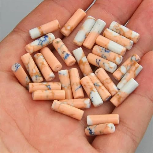 x 13,0 mm natürliche zylinderförmige Steinperlen, Opal-Achate, Imperial-Steinröhrenperle, Energieheilungs-Edelsteinperle für die Schmuckherstellung, DIY-28.Imperial-4 x 13,0 mm, ca. 30 Stück von TBSKUY