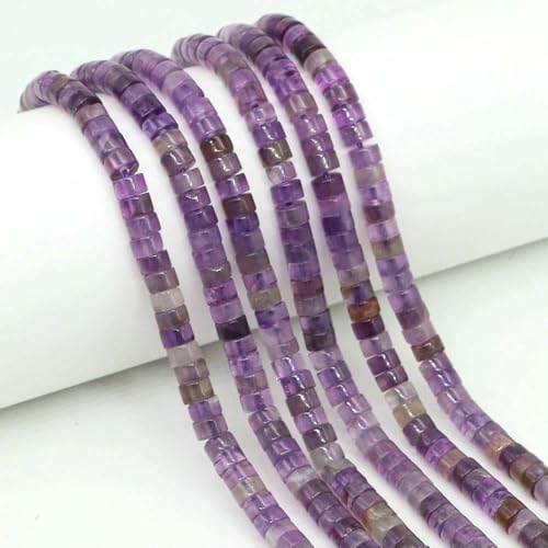 x 2 mm flache runde Natursteinperlen, Tigerauge, Achate, Quarze, Rondelle-Perlen für die Schmuckherstellung, DIY-Ohrring, Armband, Halskette, Amethyst, 20 Stränge von TBSKUY