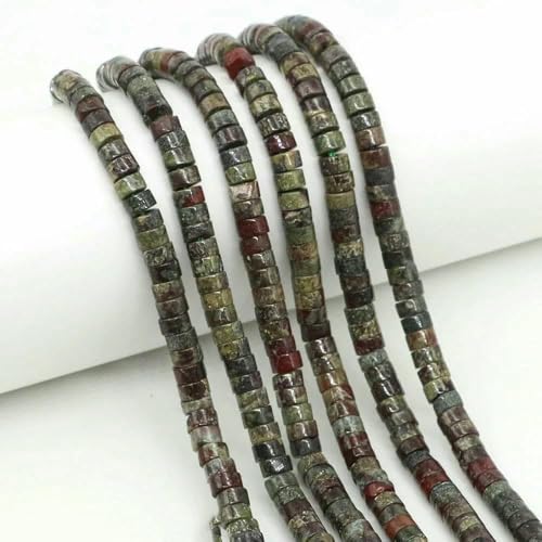 x 2 mm flache runde Natursteinperlen, Tigerauge, Achate, Quarze, Rondelle-Perlen für die Schmuckherstellung, DIY-Ohrring, Armband, Halskette – Drachenblut-Jaspis – 20 Stränge von TBSKUY