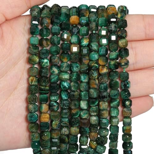 x 6 mm, 8 x 8 mm, facettierte quadratische Perlen aus natürlichem Tigerauge-Stein zur Schmuckherstellung, DIY-Armband, Halskette, handgefertigtes Zubehör – Farbe 1 – 8 x 8 mm, 47 Stück von TBSKUY