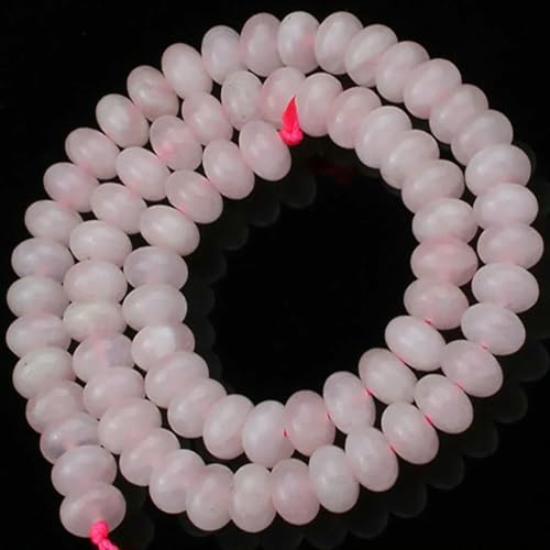 x 8 mm Naturstein-Rondelle-Perlen, Turmalin, Citrin, Angelit, Tigerauge, Abakus-Quarz, lose Perlen für die Herstellung von Armbändern – Rosa Quarz von TBSKUY