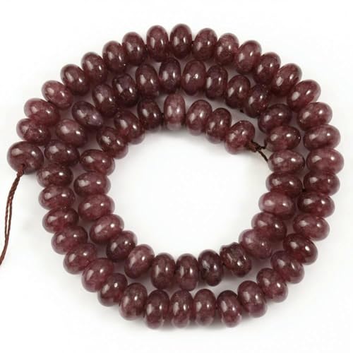 x 8 mm Naturstein-Rondelle-Perlen, Turmalin, Citrin, Angelit, Tigerauge, Abakus-Quarz, lose Perlen für die Herstellung von Armbändern – lila Chalcedon von TBSKUY