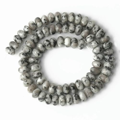x 8 mm Naturstein-Rondelle-Perlen, Turmalin, Citrin, Angelit, Tigerauge, Abakus-Quarz, lose Perlen für die Herstellung von Armbändern – weißer Granit von TBSKUY