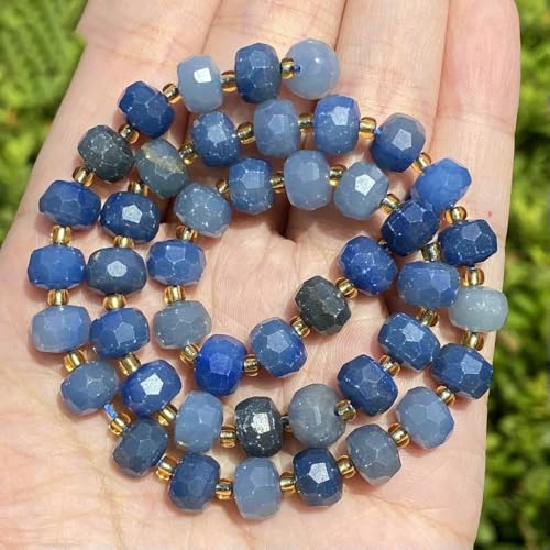 x 8 mm Natursteinperlen, facettierte Rondelle, Achat, Rosenquarz, lose Perlen zur Schmuckherstellung, Perlenarbeit, DIY-Armband, Halskette – Blauer Aventurin – 6 x 8 mm, ca. 45 Stück x 8 mm Natursteinperlen, facettierte Rondelle, Achat, Rosenquarz, lose Perlen zur Schmuckherstellung, Perlenarbeit, DIY-Armband, Halskette – Blauer Aventurin – 6 x 8 mm, ca. 45 Stück von TBSKUY