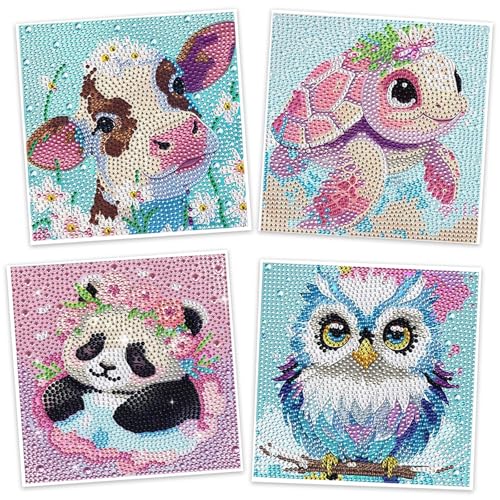 TBWBEC 4 Stück 5d diamant painting bilder kinder, 15x15cm diamond painting set mädchen, bastelset diamond painting für kinder, diamond painting tiere jungs ab 4-10 jahre, für Home Wanddekoration TBWBEC 4 Stück 5d diamant painting bilder kinder, 15x15cm diamond painting set mädchen, bastelset diamond painting für kinder, diamond painting tiere jungs ab 4-10 jahre, für Home Wanddekoration von TBWBEC