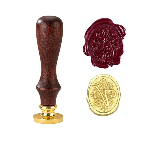 TBXqian Initial V Wachs-Siegel-Stempel, Vintage Letter Seal Wachs-Siegel-Stempel mit abnehmbarem Messingkopf und Holzgriff für Party Einladungen/Geschenkpapier/Umschläge/Weihnachten Thanksgiving TBXqian Initial V Wachs-Siegel-Stempel, Vintage Letter Seal Wachs-Siegel-Stempel mit abnehmbarem Messingkopf und Holzgriff für Party Einladungen/Geschenkpapier/Umschläge/Weihnachten Thanksgiving von TBXqian