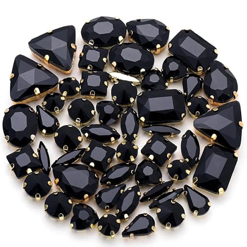 TBXqian Strass Perlen,50PCS Metall Flatback Gold Prong Einstellung Nähen Klaue Glas Strass mit Aufbewahrungstasche, Gemischte Formen Kristalle Glasperlen für Kleidung Stirnbänder Dekoration-Farben12 TBXqian Strass Perlen,50PCS Metall Flatback Gold Prong Einstellung Nähen Klaue Glas Strass mit Aufbewahrungstasche, Gemischte Formen Kristalle Glasperlen für Kleidung Stirnbänder Dekoration-Farben12 von TBXqian