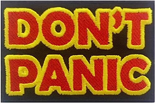 Cartoon Hikers Guide to The Galaxy Don't Panic Bestickter Aufnäher zum Aufbügeln von TCB Creations
