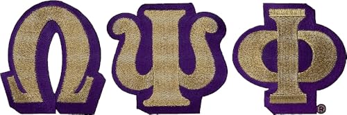 Omega Psi/Phi Bügelbild mit großen Buchstaben [Old Gold – 10,2 cm] – ID#5110 von TCEShop