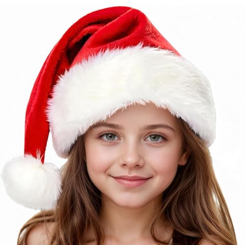 Weihnachtsmütze für Kinder, Unisex, Urlaub, Komfort, roter Samt, extra dick, Weihnachtsmütze für Neujahr, festliche Party von TCJJ