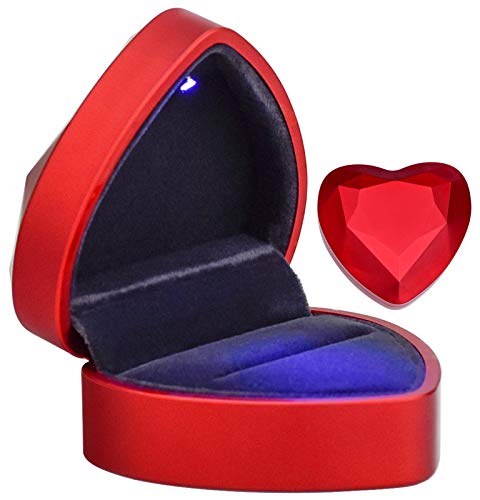 TDDL Ring Box Herzform Samt Ring Schachtel LED Ehering Box Schmuckschatullen für Hochzeit Verlobungsring Valentinstag von TDDL