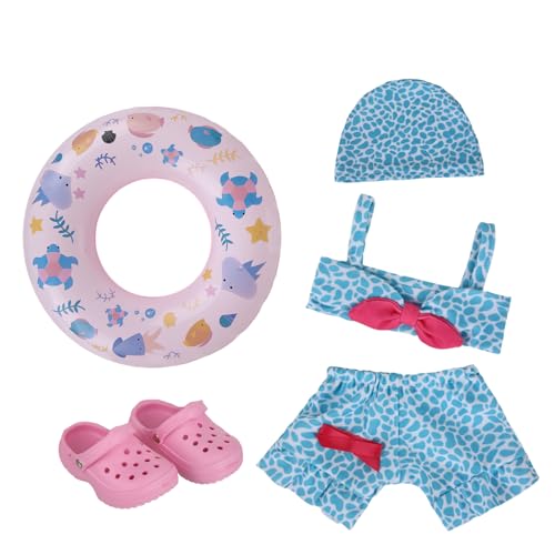 5 Teile Badeanzüge Set Kleidung und Zubehör für Puppen 40-45 cm und 16-18 Zoll - Enthält Badebekleidung, Badehosen, Badekappen, Schwimmring, Schuhe von TDDS9