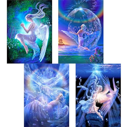 TDFERAN/30 x 40 cm 4 Elfen Diamond Painting für Kinder, Diamant Malerei Erwachsene, 5D Diamant Painting Bilder Fantasy, für Wanddekoration Haus Wohnzimmer, Wasser-Fee von TDFERAN