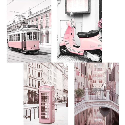 TDFERAN/30x40CM 4er Set Diamond Painting Rosa Stadt, Telefonzelle Diamant Painting Bilder Bus,DIY Cross Stickerei Malerei Motorrad, für Wohnzimmer Schlafzimmer Büro Wand Dekoration TDFERAN/30x40CM 4er Set Diamond Painting Rosa Stadt, Telefonzelle Diamant Painting Bilder Bus,DIY Cross Stickerei Malerei Motorrad, für Wohnzimmer Schlafzimmer Büro Wand Dekoration von TDFERAN