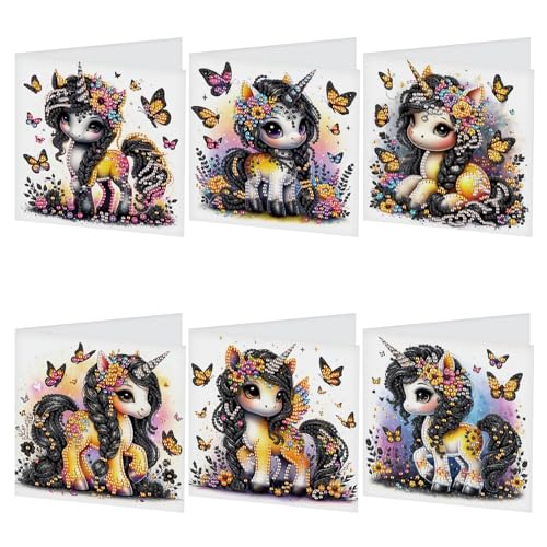 TDFERAN 6 Stück Grußkarte Diamond Painting Einhorn, Diamant-Stickerei, Geburtstagskarte, Dankeskarte, Urlaubskarte, Grußkarte 2025, Diamantmalerei Grußkarte TDFERAN 6 Stück Grußkarte Diamond Painting Einhorn, Diamant-Stickerei, Geburtstagskarte, Dankeskarte, Urlaubskarte, Grußkarte 2025, Diamantmalerei Grußkarte von TDFERAN