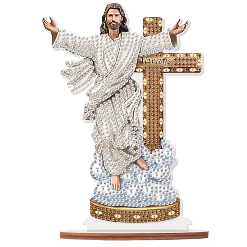 TDFERAN Diamond Painting Desktop-Ornament Diamond Painting Ornament Kreuz Jesus Malerei Diamant Ornament Büro Ornament Diamant Malerei Kreuzstich Komplettset Ornament Diamantmalerei von TDFERAN