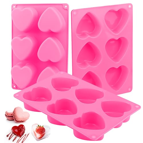 3 Stück 6 Fächer Herz Silikonformen für Valentinstagskuchen, Silikonformen Herzen, Antihaft Herzform Muffinform für Pudding, Schokoladenform Silikon für Kuchen, Gelee, Seife, Kekse, Schokolade 3 Stück 6 Fächer Herz Silikonformen für Valentinstagskuchen, Silikonformen Herzen, Antihaft Herzform Muffinform für Pudding, Schokoladenform Silikon für Kuchen, Gelee, Seife, Kekse, Schokolade von TDUNSYA