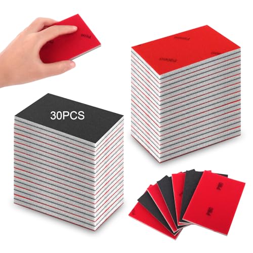 30 Stück Schleifschwamm Holz, Schleifschwämme Set, P180-4000Körnung, Flexibles Nass-Trocken-Schleifpapier, Schleifpads Für Metall, Holz, Farbe, Spachtelmasse, Autokarosseriereparatur von TDUNSYA