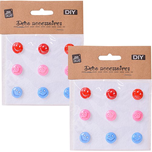 18 Stück DIY Zierknöpfe Ösenknöpfe Smiley Emoji 14 mm bunte Knöpfe zum selber Basteln und Verzieren 18 Stück DIY Zierknöpfe Ösenknöpfe Smiley Emoji 14 mm bunte Knöpfe zum selber Basteln und Verzieren von TE-DecoArt