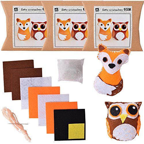TE-DecoArt 6 Stück Set DIY Filz Nadelfilz Set Bastelset Bastelfilz 33-teilig Fuchs Eule selbst Basteln ca. 9x7x2 cm braun weiß TE-DecoArt 6 Stück Set DIY Filz Nadelfilz Set Bastelset Bastelfilz 33-teilig Fuchs Eule selbst Basteln ca. 9x7x2 cm braun weiß von TE-DecoArt