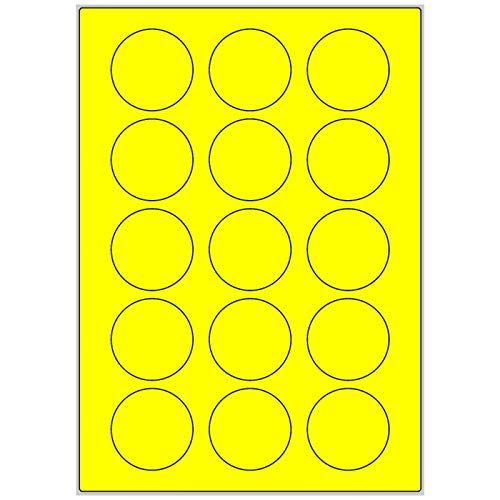 TE-Office 150 Stück 50mm runde farbige Universal Markierungspunkte Klebepunkte auf 10 Blatt Bogen DIN A4 in Leuchtfarbe gelb von TE-Office