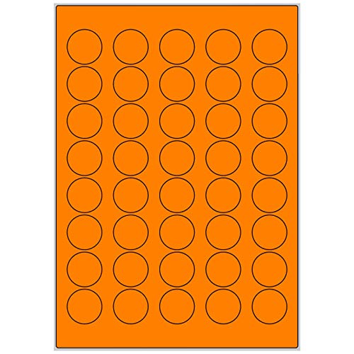 TE-Office 400 Stück 30mm runde farbige Universal Markierungspunkte Klebepunkte auf 10 Blatt Bogen DIN A4 in Leuchtfarbe orange von TE-Office
