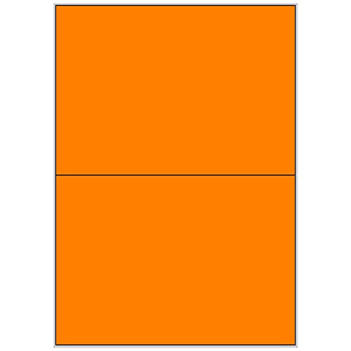 TE-Office 50 Stück farbige Haftetiketten Klebeetiketten Universal Aufkleber auf 25 Blatt DIN A4 Bogen orange matt 210x148 mm Laser Inkjet von TE-Office