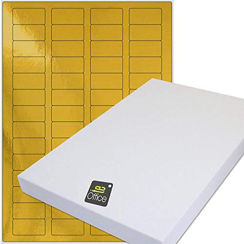 TE-Office 56 Stück Etikett Gold Metallic Etiketten Selbstklebend Bedruckbar A4 Bogen Sticker Paper Printer Labels 40x20 mm Rechteckig von TE-Office