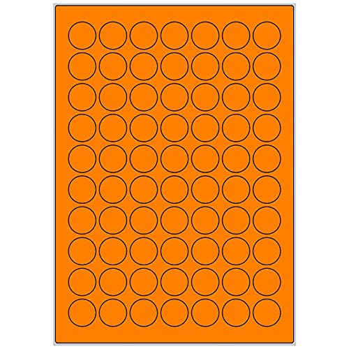 TE-Office 700 Stück 24mm runde farbige Universal Markierungspunkte Klebepunkte auf 10 Blatt Bogen DIN A4 in Leuchtfarbe orange von TE-Office