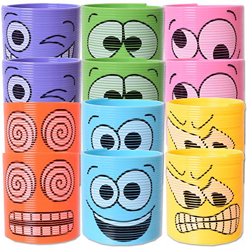 TE-Trend 12 Stück Emoji Lachgesichter Treppenläufer Spirale Smiley Spielzeug Springspirale Kinder Geburtstag Mitgebsel Mehrfarbig von TE-Trend