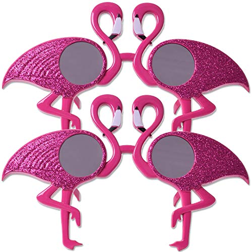 TE-Trend 2 Stück Flamingo Maske Brille Sonnenbrille Glitter Kostüm Partybrille Spaßbrille Verkleidung Karneval UV400 rosa von TE-Trend