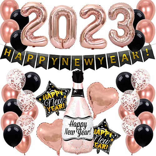 Luftballons "Happy New Year" 2023, Neujahrsparty, Luftballon, Aluminiumfolie, Festival, Kinder, Neujahrsdekoration, Neujahrsparty-Dekoration von TEBI