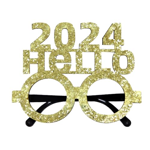 TEBI 2024 Neujahr Brillenrahmen Neujahr Party Photo Booth Requisiten Glitzer Brillen Rahmen Weihnachten Neujahr Party Supplies Vlies Brille von TEBI
