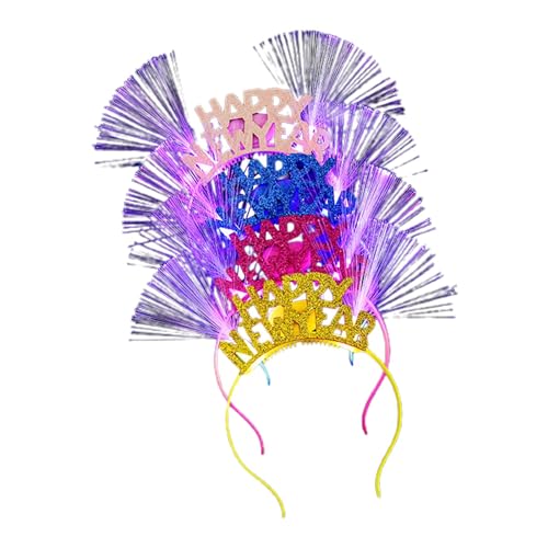 TEBI 5PCS LED 2023 Happy New Year Stirnbänder Haar Hoop In Zufällige Farbe Perfekt Für Neujahr Party Und Foto Requisiten Neujahr Party Dekorationen Leuchtende Haar Hoop von TEBI