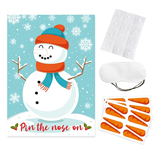 Weihnachts-Party-Spiele, Pin The Nose On Snowman, Pin The Hat On Santa Blindfold Party Game For Family Friend Adults Outdoor Birthday Party Games von TEBI