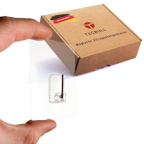 TECBULL® 12x Magische Vitragestangen Halter transparent selbstklebend, Gardinenstangen Haken Scheibengardinenstange, ohne Acrylkleber, rückstandslos ablösbar, wiederverwendbar von TECBULL