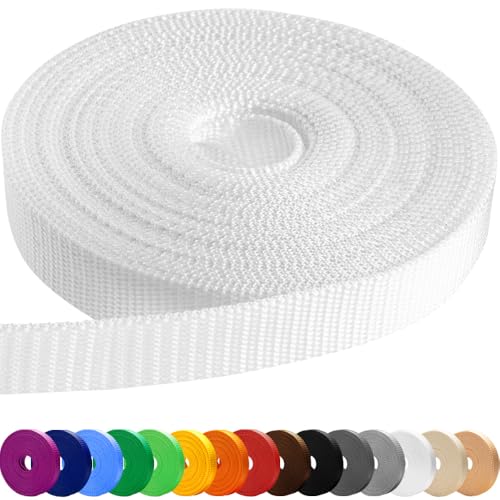 TECEUM 25 mm Gurtband – Weiß – 9 Meter - Gurtband zum Klettern im Freien drinnen Basteln DIY (1” 10y) von TECEUM