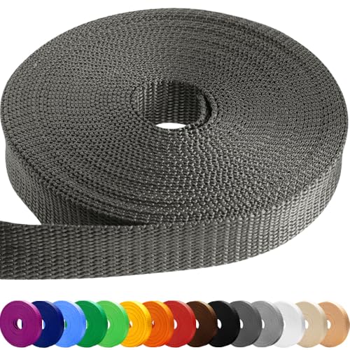 TECEUM 38 mm Gurtband – Holzkohle – 23 Meter - Gurtband zum Klettern im Freien drinnen Basteln DIY (1.5” 25y) von TECEUM