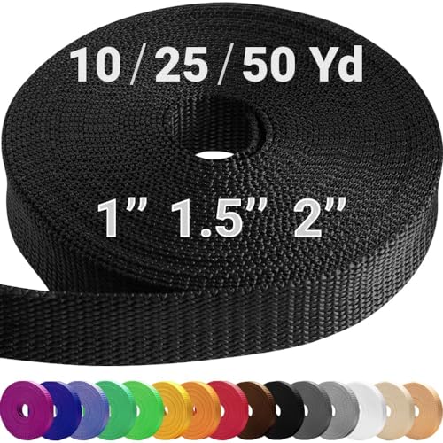 TECEUM 50 mm Gurtband – Schwarz – 46 Meter - Gurtband zum Klettern im Freien drinnen Basteln DIY (2” 50y) von TECEUM