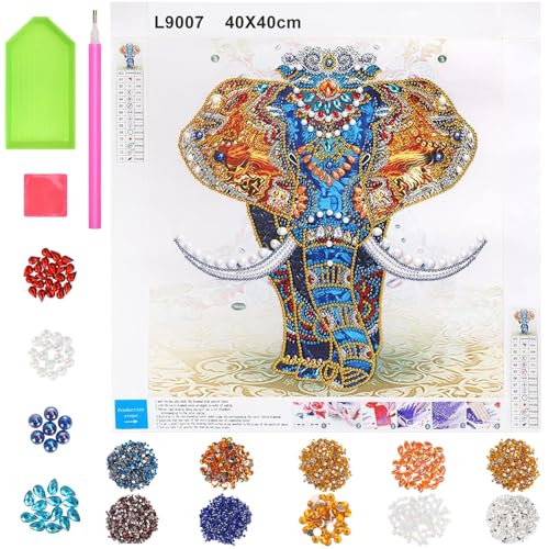 TECHEEL 5D Diamond Painting Kits Kinder Diamant Painting Elefanten für 8 9 10 11 12 jahre Erwachsene Kinder Full Diamond Round Number Strass Stickerei Art Painting DIY Kit Eltern Kind Interaktion (D) von TECHEEL