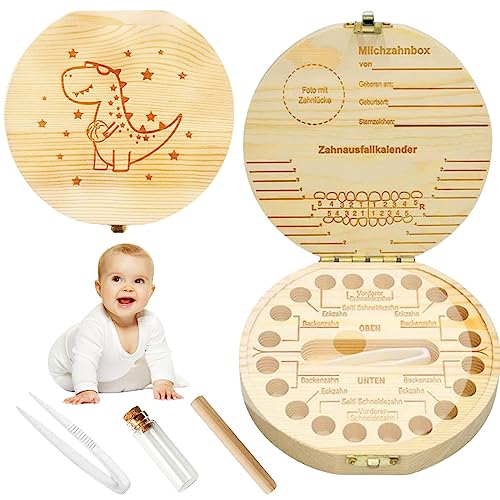 TECHEEL Zahnbox aus Holz Dinosaurier Zahnschachtel Zahnbox für Milchzähne Milchzahndose Aufbewahrungsbox für Baby-Zähne Milchzähne Box Milchzahndose Souvenir Box- Dinosaurier TECHEEL Zahnbox aus Holz Dinosaurier Zahnschachtel Zahnbox für Milchzähne Milchzahndose Aufbewahrungsbox für Baby-Zähne Milchzähne Box Milchzahndose Souvenir Box- Dinosaurier von TECHEEL
