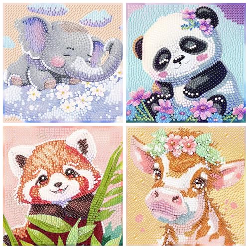Diamant Painting Kinder Tier, 4 Stück DIY Diamant Malerei mit Diamond Painting Zubehör, Malen nach Zahlen Diamant Anfänger, für Wohnzimmer Schlafzimmer Büro Wand 15x15cm Elefant Diamant Painting Kinder Tier, 4 Stück DIY Diamant Malerei mit Diamond Painting Zubehör, Malen nach Zahlen Diamant Anfänger, für Wohnzimmer Schlafzimmer Büro Wand 15x15cm Elefant von TECHO