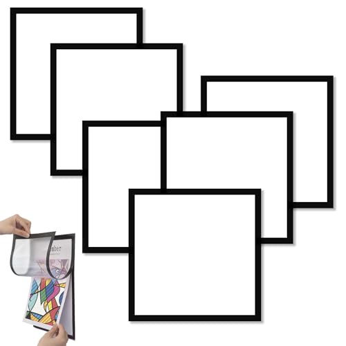 TECKI 6 Stuck Wechselrahmen Bilderrahmen Magnet, Magnetischer Stundenplan Diamond Painting Poster, Magnetrahmen für Die Dekoration zu Hause, Buro und Schule (Black, 25 * 25cm) von Mcties