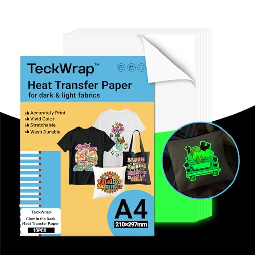 TECKWRAP Bedruckbares Wärmetransferpapier für T-Shirts, 10 Blatt, 21,1 x 29,7 cm, bedruckbares Wärmetransfer-Vinyl für Tintenstrahldrucker, Transferpapier zum Aufbügeln für helle und dunkle Stoffe TECKWRAP Bedruckbares Wärmetransferpapier für T-Shirts, 10 Blatt, 21,1 x 29,7 cm, bedruckbares Wärmetransfer-Vinyl für Tintenstrahldrucker, Transferpapier zum Aufbügeln für helle und dunkle Stoffe von TECKWRAP