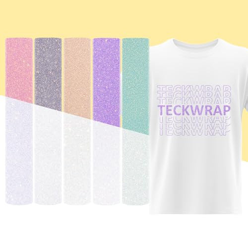 TECKWRAP Glitzer-UV-Farbwechsel-Wärmetransfer-Vinyl für T-Shirts, 5 Bögen, sortiert, 30,5 x 25,4 cm, Glitzer-HTV, sonnenlichtempfindliches Vinyl-Bündel, kompatibel mit den meisten Schneidemaschinen, TECKWRAP Glitzer-UV-Farbwechsel-Wärmetransfer-Vinyl für T-Shirts, 5 Bögen, sortiert, 30,5 x 25,4 cm, Glitzer-HTV, sonnenlichtempfindliches Vinyl-Bündel, kompatibel mit den meisten Schneidemaschinen, von TECKWRAP