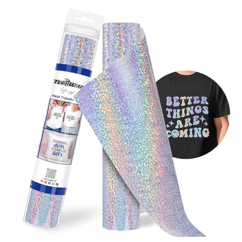 TECKWRAP Holografische Wärmetransfer-Vinyl-Rolle, 30,5 cm x 1,5 m, glitzernd, silberfarben, HTV für DIY-Kleidung, T-Shirts, Stoff, Metallic, zum Aufbügeln, Vinyl, kompatibel mit TECKWRAP Holografische Wärmetransfer-Vinyl-Rolle, 30,5 cm x 1,5 m, glitzernd, silberfarben, HTV für DIY-Kleidung, T-Shirts, Stoff, Metallic, zum Aufbügeln, Vinyl, kompatibel mit von TECKWRAP