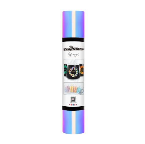 TECKWRAP Holographische Chrome Craft Vinyl Blatt für Silhouette Cameo, Craft Cutters, Sign Plotters 1x5ft, Opal White von TECKWRAP