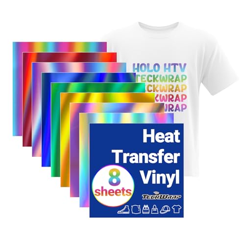TECKWRAP Metallisches holografisches Wärmetransfer-Vinyl – 8 Bögen, 30,5 x 30,5 cm, Vinyl zum Aufbügeln, für T-Shirts, Kleidung, Taschen, Kissen und mehr, kompatibel mit den meisten Schneidemaschinen TECKWRAP Metallisches holografisches Wärmetransfer-Vinyl – 8 Bögen, 30,5 x 30,5 cm, Vinyl zum Aufbügeln, für T-Shirts, Kleidung, Taschen, Kissen und mehr, kompatibel mit den meisten Schneidemaschinen von TECKWRAP